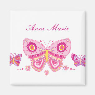 Rosa Schmetterlings-Gewohnheits-Text Magnet