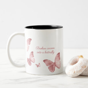 Rosa-Schmetterlings-Tasse – Ästhetischer schwarzer Zweifarbige Tasse