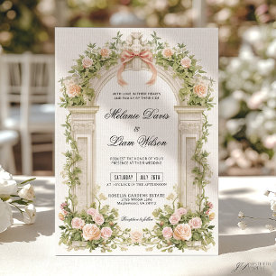 Rosa Schmetterlingsband Vintage Gartenhochzeit Einladung