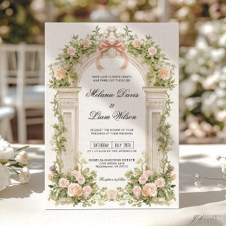 Rosa Schmetterlingsband Vintage Gartenhochzeit Einladung