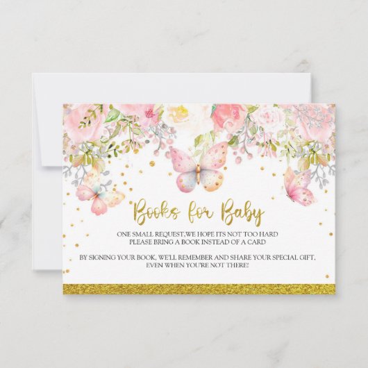 Rosa Schmetterlingsbücher für Kinderkarte (Vorderseite)