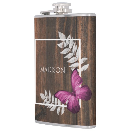 Rosa Schmetterlingsflasche Flachmann (Links)