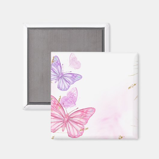 Rosa Schmetterlingsgrenze Magnet (Vorderseite/Rückseite)
