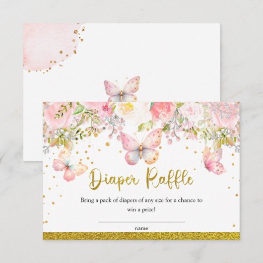 Rosa Schmetterlingskarte (Vorne/Hinten)