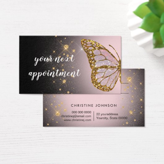 Rosa Schmetterlingskarte (Schreibtisch)