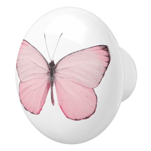 Rosa Schmetterlingskassette oder Türknopf Keramikknauf (Rechts)