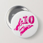 Rosa Schmetterlingsknopf für Alter 10. Button (Vorne & Hinten)