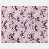 Rosa Schmetterlingsmuster-Fleece-Decke Fleecedecke (Vorderseite (Horizontal))