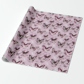Rosa Schmetterlingsmuster-Geschenk Geschenkpapier (Ungerollt)