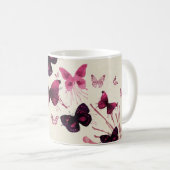 Rosa Schmetterlingsmuster Kaffeetasse (VorderseiteRechts)