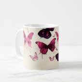 Rosa Schmetterlingsmuster Kaffeetasse (Vorderseite Links)