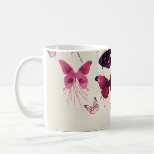 Rosa Schmetterlingsmuster Kaffeetasse