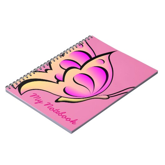 Rosa Schmetterlingsnotizbuch Notizblock (Linke Seite)