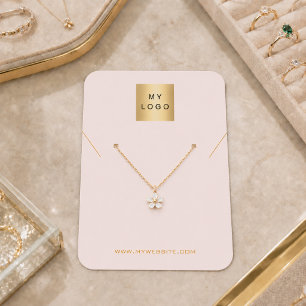 Rosa Schmuck-Halsketten-Fotologodisplaykarte