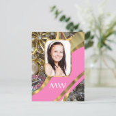 Rosa Schmuck personalisierter Hintergrund Postkarte (Stehend Vorderseite)