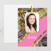 Rosa Schmuck personalisierter Hintergrund Postkarte (Vorne/Hinten)