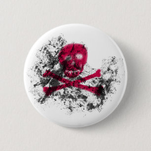 Rosa Schmutz-Schädel-Knopf Button