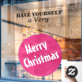 Rosa Schnee gekappt Frohe Weihnachtsschmuck Fensteraufkleber (Café-Fenster)