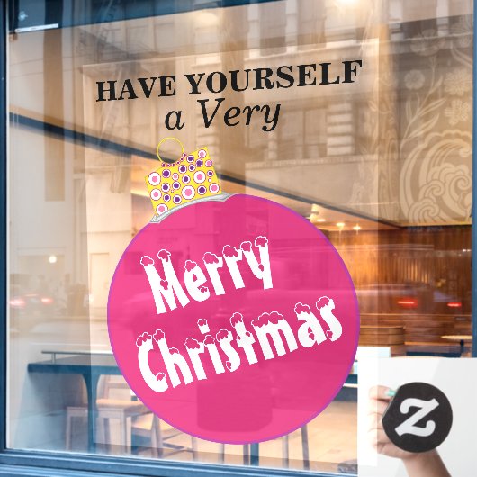 Rosa Schnee gekappt Frohe Weihnachtsschmuck Fensteraufkleber (Café-Fenster)