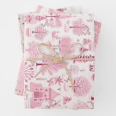 Rosa Schnee Winter Wunderland Weihnachten Geschenkpapier Set (Beispiel)