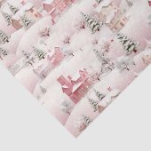 Rosa schneebedeckte Winterdorf-Weihnachtslandschaf Seidenpapier (Ausschnitt)