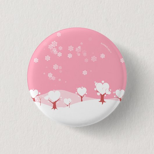 Rosa schneebedeckter Herzbaumknopf Button (Vorderseite)
