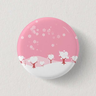 Rosa schneebedeckter Herzbaumknopf Button