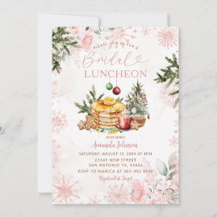 Rosa Schneeblume Braut-Lunch-Pfannkuchen & Kakao Einladung
