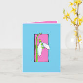 Rosa Schneedecke, blaue Karte (Gelbe Blume)