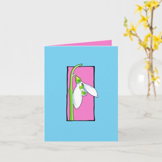 Rosa Schneedecke, blaue Karte (Gelbe Blume)