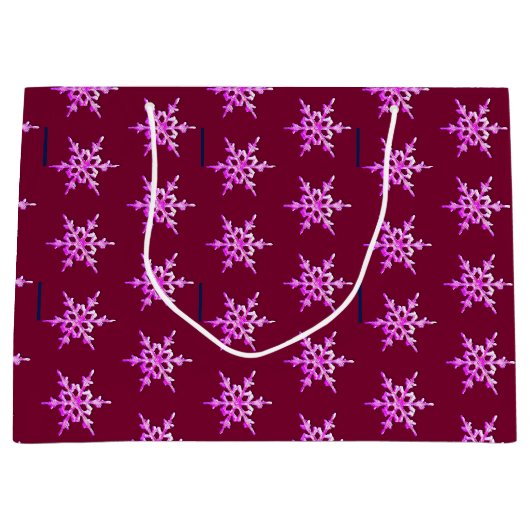 Rosa Schneeflocke auf Bordeaux Große Geschenktüte (Vorderseite)