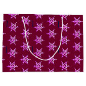 Rosa Schneeflocke auf Bordeaux Große Geschenktüte (Rückseite)