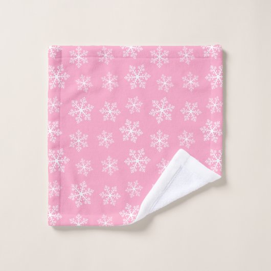 Rosa Schneeflocke Badetuch Set (Waschlappen)