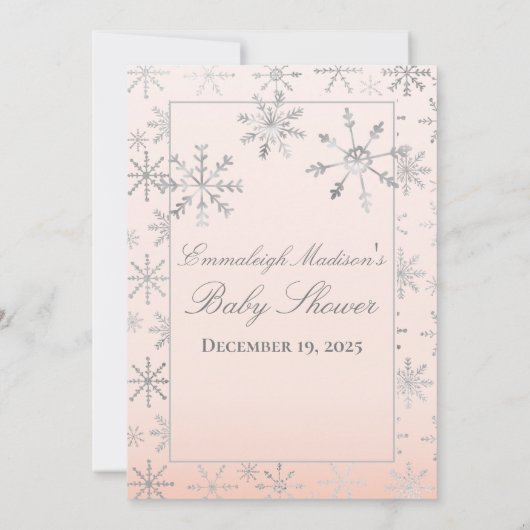 Rosa Schneeflocke, die das beste Duschspiel der Ma Einladung (Rückseite)