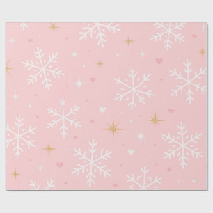 Rosa Schneeflocke & Gold Glitzer Weihnachten Geschenkpapier