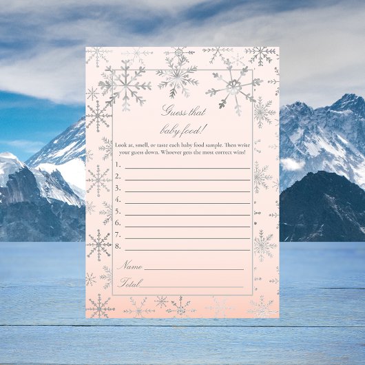 Rosa Schneeflocke Raten Sie, dass Baby Food Dusche Einladung