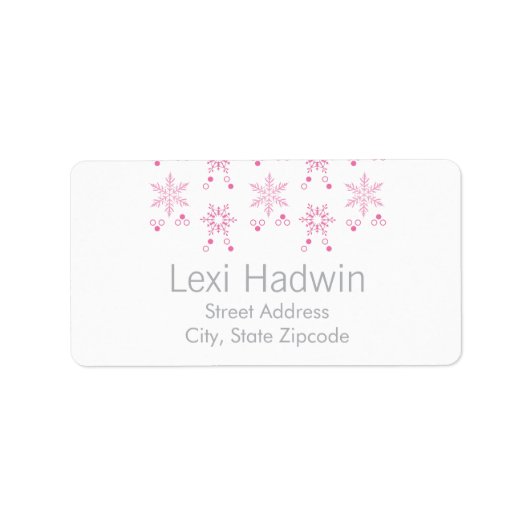 Rosa Schneeflocke | Rücksendeadresse Adressaufkleber (Vorne)