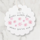 Rosa Schneeflocke Winter Geburtstagsgnade Geschenkanhänger (Vorderseite)