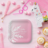 Rosa Schneeflocke Winterhochzeit Pappteller (Party)