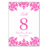 Rosa Schneeflocke Winterhochzeit Tischnummer (Rückseite)