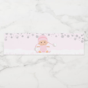 Rosa Schneeflocken-Baby-Shower-Wasserflaschen-Etik Wasserflaschenetikett