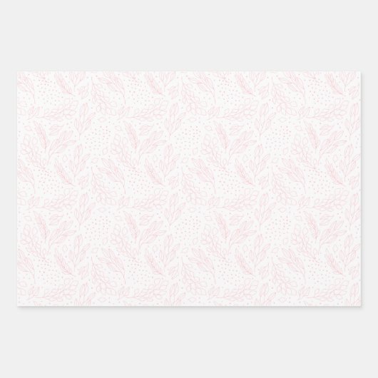 Rosa Schneeflocken, Berries und Streifen Weihnacht Geschenkpapier Set (Vorderseite 2)