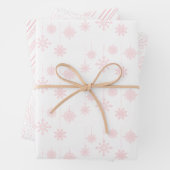 Rosa Schneeflocken, Berries und Streifen Weihnacht Geschenkpapier Set (Beispiel)