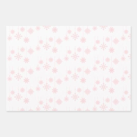 Rosa Schneeflocken, Berries und Streifen Weihnacht Geschenkpapier Set (Vorderseite)