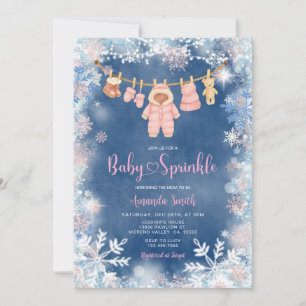 Rosa Schneeflocken Blaue Winter Mädchen Baby Sprin Einladung