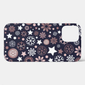 Rosa Schneeflocken blauer Winterurlaub Case-Mate iPhone Hülle (Rückseite (Horizontal))