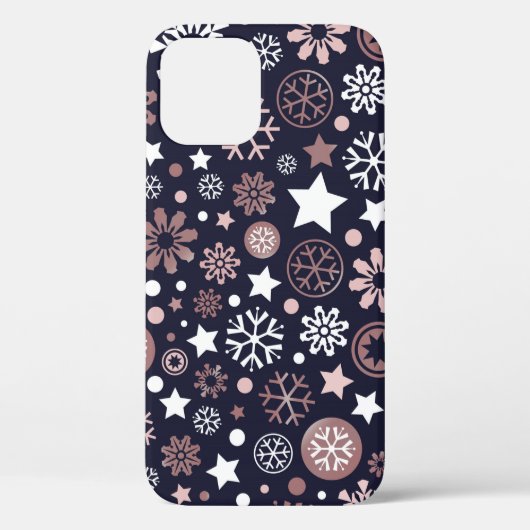 Rosa Schneeflocken blauer Winterurlaub Case-Mate iPhone Hülle (Rückseite)