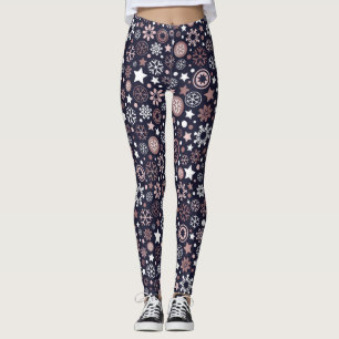 Rosa Schneeflocken der eleganten Winterurlaube Leggings
