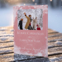 Rosa Schneeflocken Flat Holiday Fotokarte