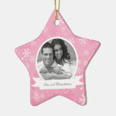 Rosa Schneeflocken Foto Keramik Ornament (Links)